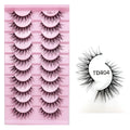 10 Pairs Short Natural Lashes 3d 12mm Fluffy Mink Eyelashes Natural Short Wholesale Silk Full Strip False Eyelashes