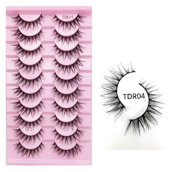 10 Pairs Short Natural Lashes 3d 12mm Fluffy Mink Eyelashes Natural Short Wholesale Silk Full Strip False Eyelashes