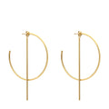 Simple Circle Line Dangle Earrings Women Korean Stylish Stainless Steel Wire Big Long Drop Earring Abstract Jewelry