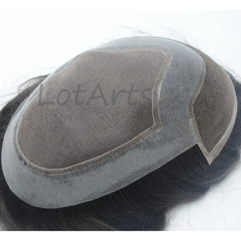 Fine Mono Men's Remy Hair Toupee-Durable Indian Human Hair 6 Inches Lace Front Hair Replacement System