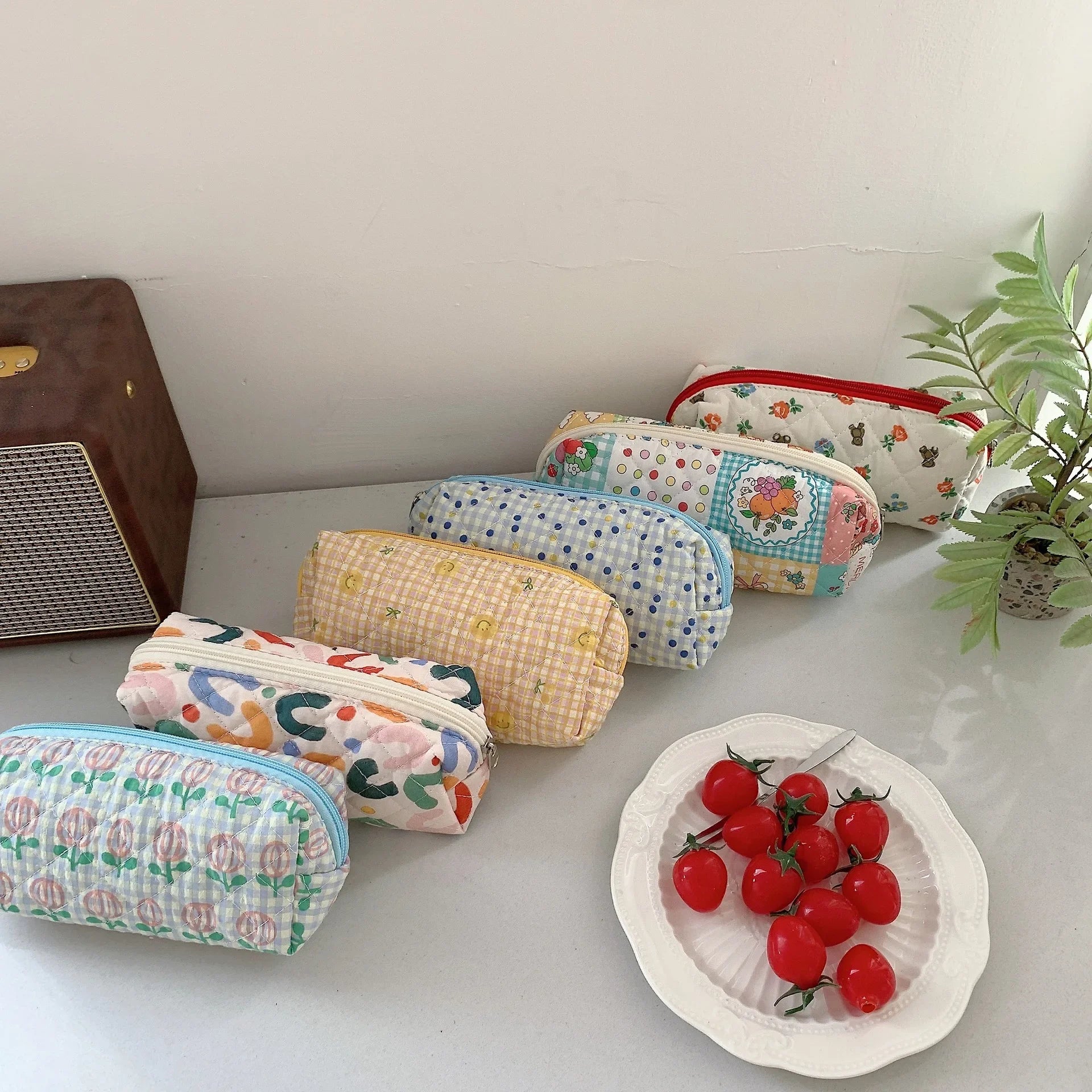 Simple Cute Girls Pencil Case Floral Design Women's Cosmetic Bag Small Storage Bags Female Clutch Purse Handbags Zipper Wallet