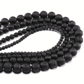 Natural 4mm 6mm 8mm 10mm 12mm 14mm 16mm Black Lava Volcanic Round Stone Loose Beads 4mm 6mm 8mm 10mm 12mm 14mm 16 Loose Beads