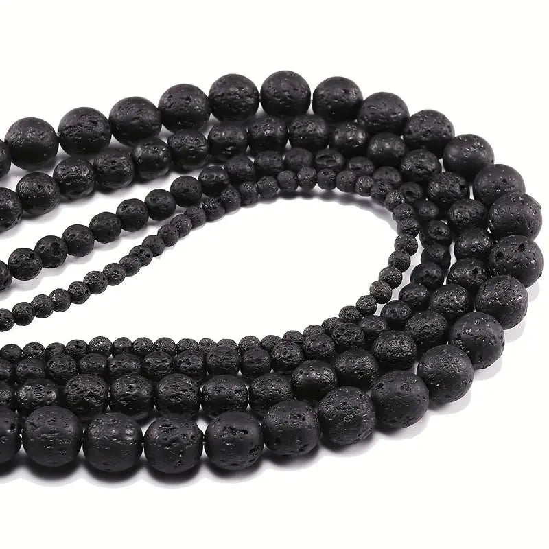 Natural 4mm 6mm 8mm 10mm 12mm 14mm 16mm Black Lava Volcanic Round Stone Loose Beads 4mm 6mm 8mm 10mm 12mm 14mm 16 Loose Beads