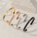 18K Gold Plated Stainless Steel 6mm Religious Bracelet Bangle Arabic Double-sided Engraving Cuff Bangle Islamic Bracelet