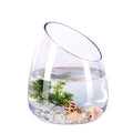 Mini Oblique Mouth Thickened Transparent  Glass Round Goldfish tank Vase  for Office Desktop