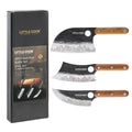 3pcs Forged Kitchen Knives Sets Ergonomic Handle with Wooden Handle Including Serbian Chef Knife Butcher Viking Knife