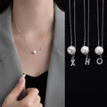 A to Z Initial Letter 26 Charms Women Fine Jewelry 925 Sterling Silver Pearl Necklace Pendant