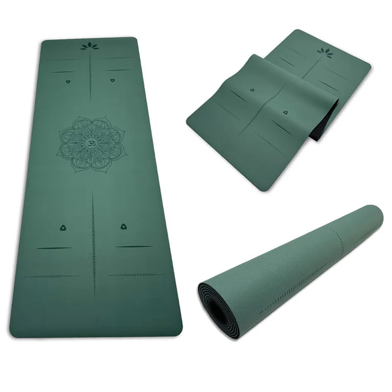 Grippy Non Slip Smart Turquoise Mustard Green Custom Logo Alignment Body Line Laser Coconut Fiber Frosted Matt PU Yoga Mat
