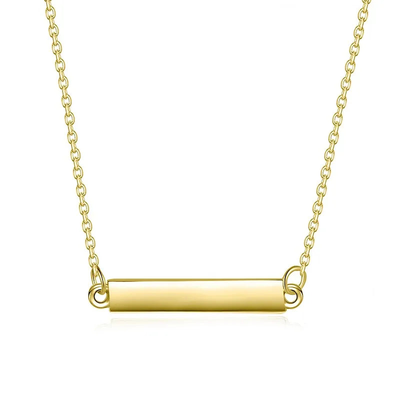Custom Bulk Wholesale 925 Sterling Silver Jewelry Engravable Necklace Blank Bar Pendant Necklace Plain Silver Jewelry