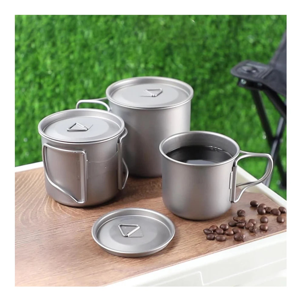 450ml Titanium Mug Fold Titanium Cup for Camping Coffee Cup Travel Tea Cup 400ml Titanium Camp Cooking Mug
