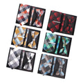 Mens Tie Set Gift Box With Bowtie Pocket Square Tie Clip Pin Sets for Party Wedding Green Plaid Neck Ties for Men Necktie Hanky