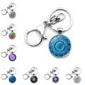Hot Sale Vintage Time Gemstone Datura Flower of Life OM Symbol Keyring Sky Gemstone Keychain Pendant Gift