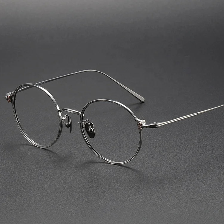 Vintage Style Titanium Metal Optical Glasses Frame Women's Oversized Eyeglasses Finished Myopia Eyewear Spectacle Solid Pattern