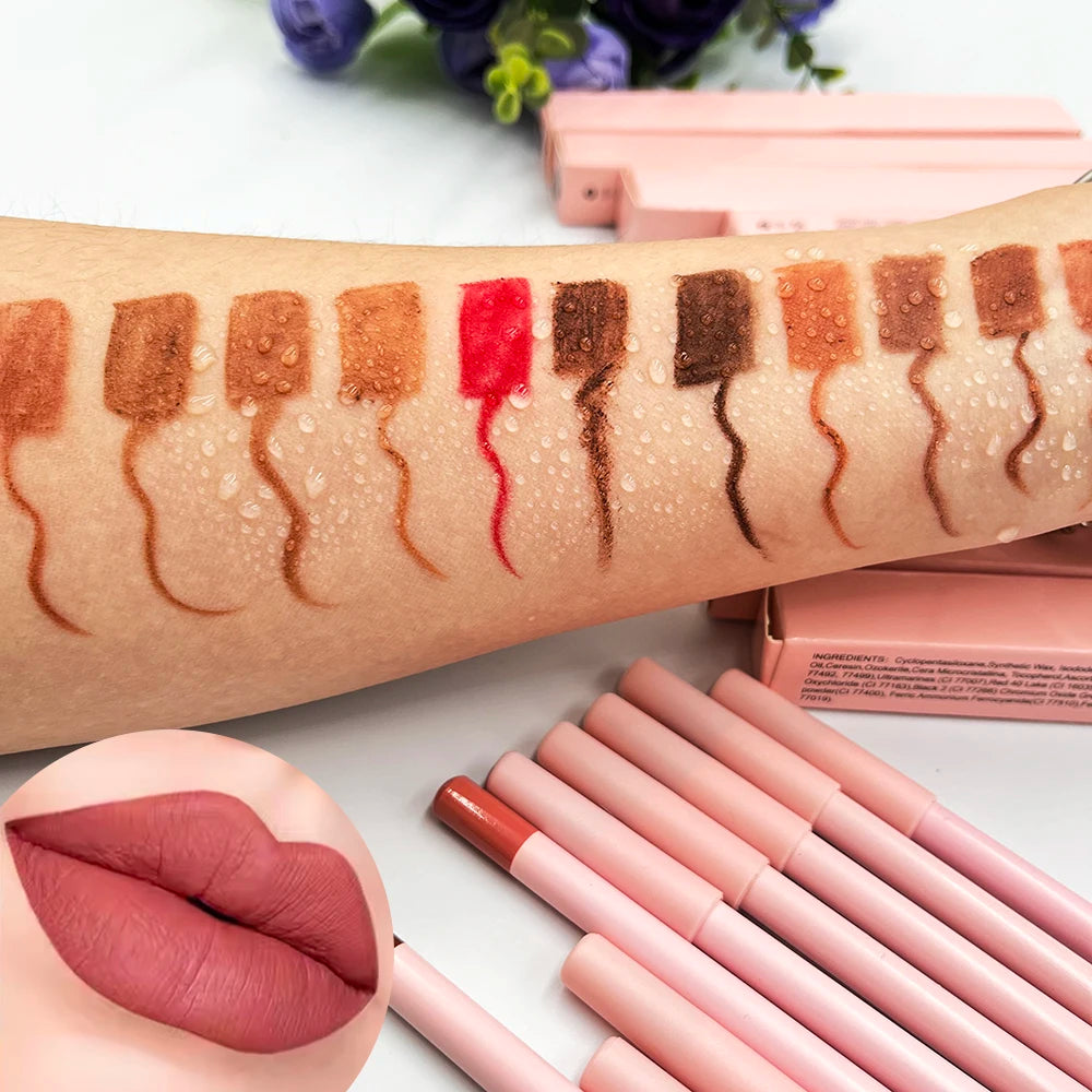 Top Popular Waterproof Matte Lip Liner Pink White Black 24 Colors Dark Brown Smooth Lipliner Pencil
