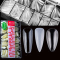 500PCS Transparent Beige White False Nails Tips Box Multi Sizes Full Cover Manicure False Nail Practice Tips Nail Salon Tools