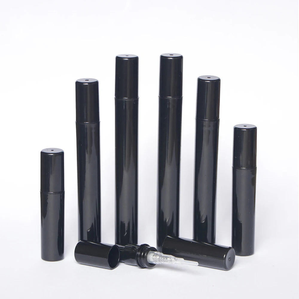 MUB Mini 2ml 3ml 4ml 5ml Black Empty Portable Test Tube Sample Spray Bottles Crimp Plastic Perfume Pen with Mist Atomizers