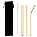 Eco-Friendly 18/8 Stainless Steel Reusable Metal Straws Set Customized Logo Cleaning Brush Multi-Color Options Bar Accessories