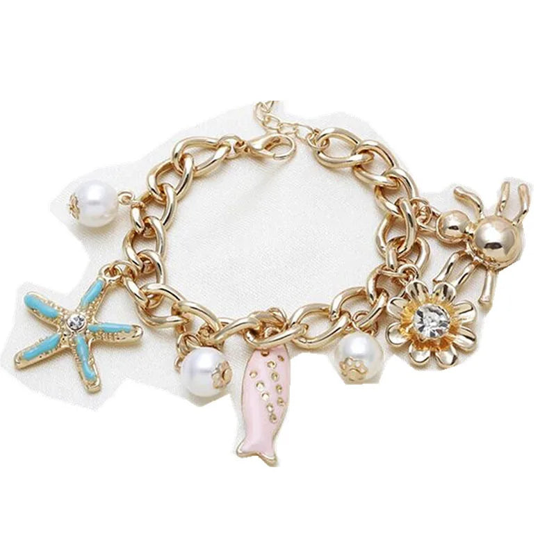 2026 Women's Fashion Bracelet with Turtle Seahorse Pendant Starfish Woven Pendant Bohemian Beach Cuff Bracelets