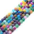 AsVrai U Natural Stone Beads Dull Polished Multicolor Stripe Agate 4-12mm Loose Beads Jewelry Making DIY Bracelets Necklace