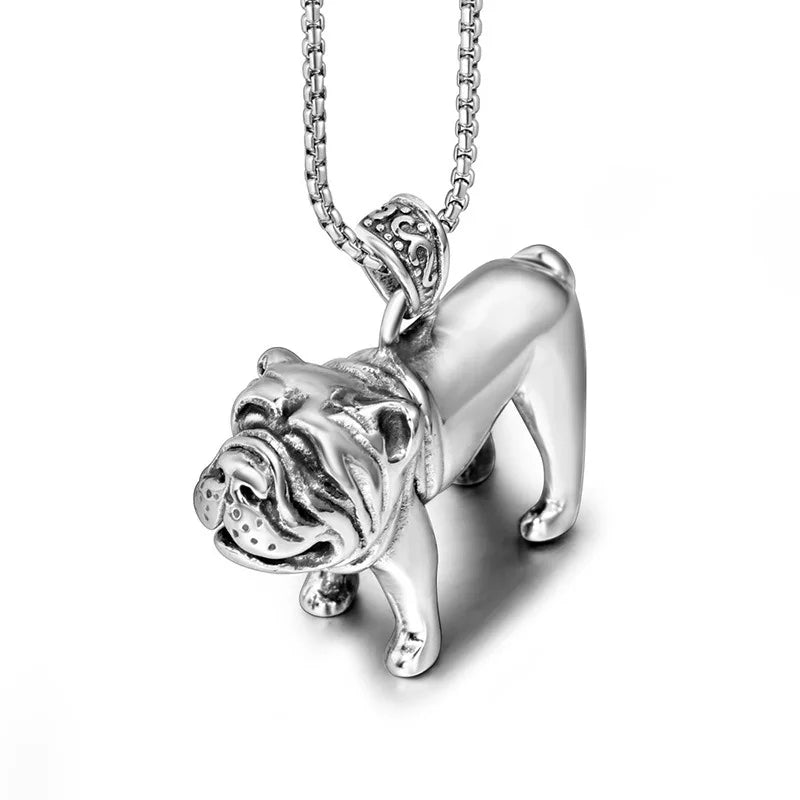 Linsa Jewelry Bull Dog Shape 316L Stainless Steel  Hip Hop Animal Series Fine Pendant Dog Necklaces for Men Women Charm Gift