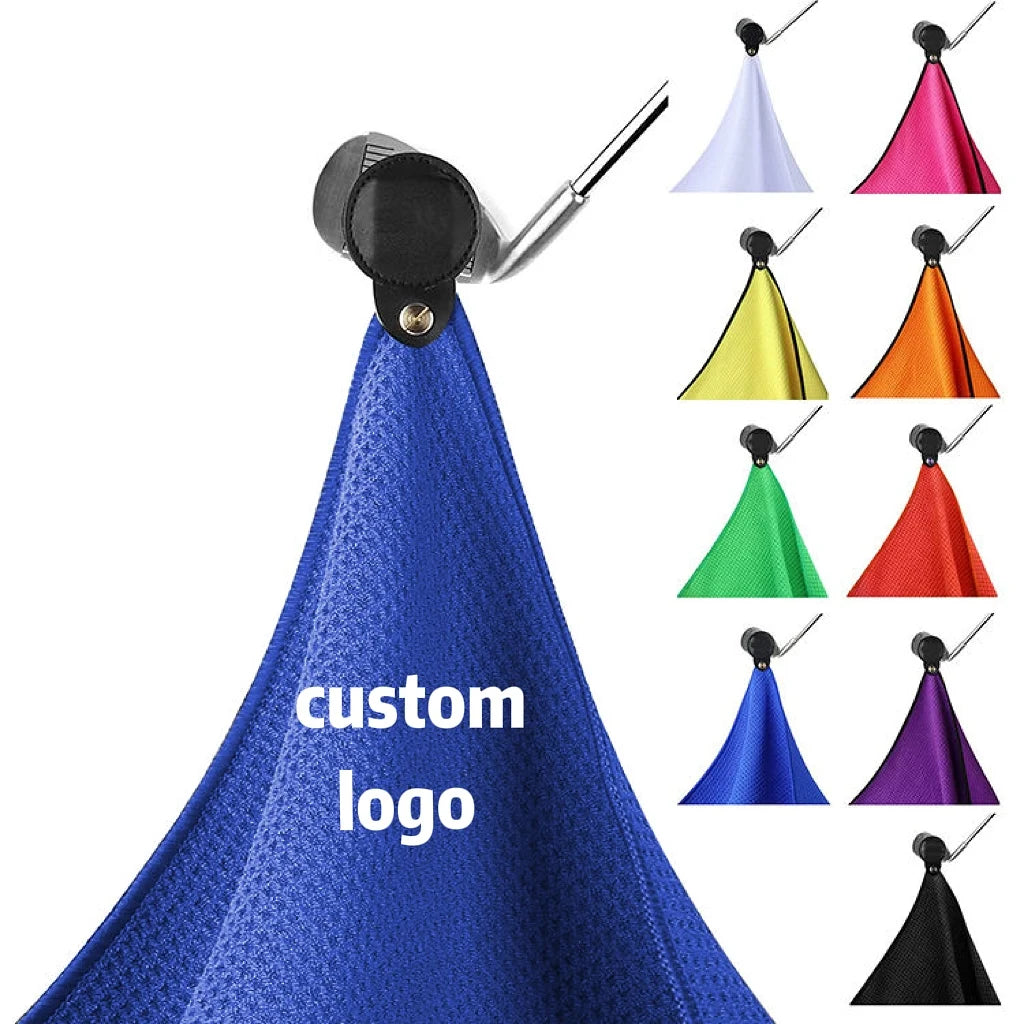 Wholesale Custom Multicolor Printed Design Weave Blue Golf Towel Microfiber Waffle Eco-Friendly Quick-Dry Custom Logo Magnetic