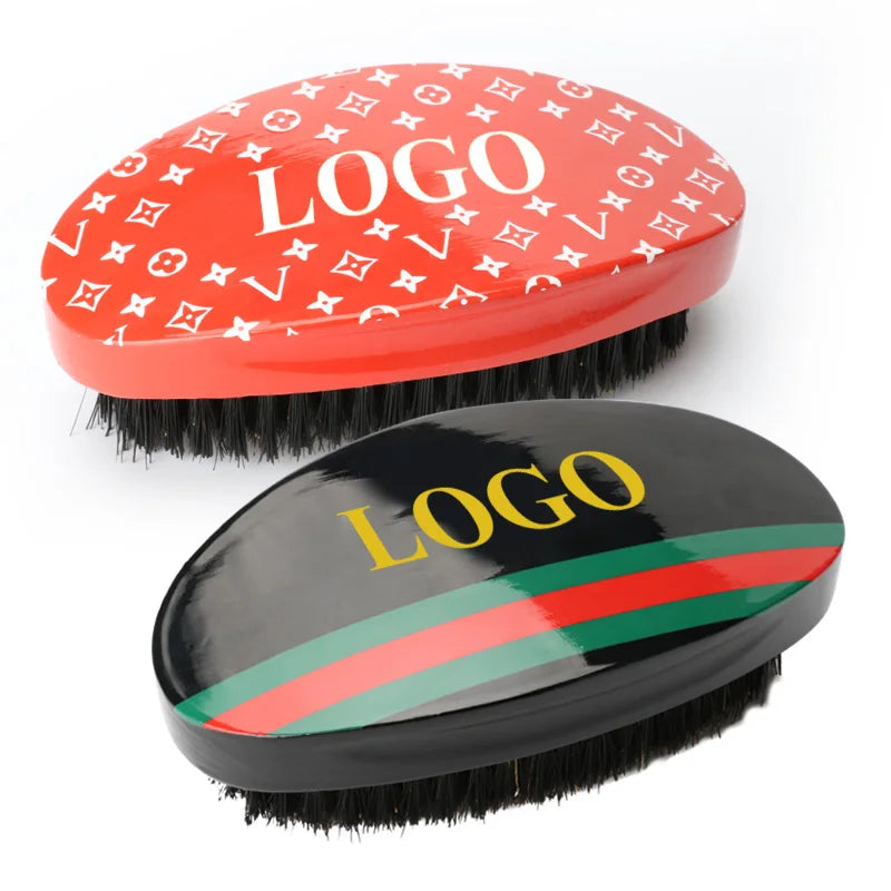 Luxury Natural 100% Boar Bristles Curved Soft Medium Hard 360 Wave Brush