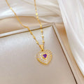 Love Heart Luxury Cross-border Banquet Wedding Necklace Female Network Red Clavicle Chain Stainless Steel Chain