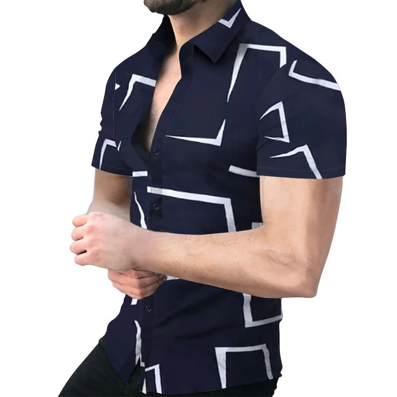 Factory Direct Sale Vintage Retro Breathable Anti-Wrinkle Short Sleeve Fancy Shirt for Men Summer Wedding Party