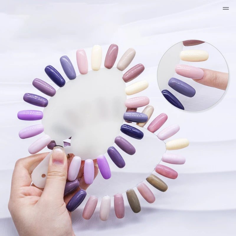 10Pcs Professional Double-Sided Heart Shape Polish Display Plastic Clear Nature False Nails Fan Style Practice Tips