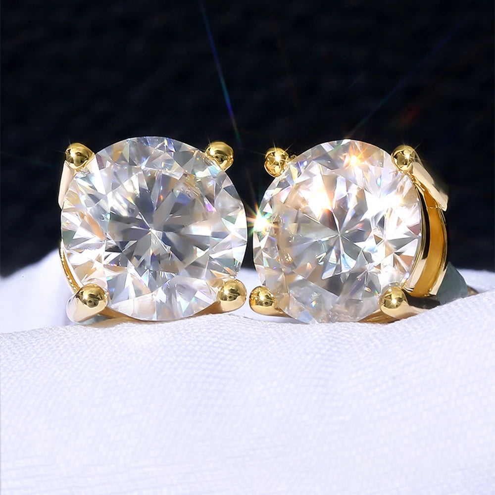 0.2ct-8ct Moissanite Diamond 14K White Gold Plated Solid 925 Sterling Silver Hypoallergenic Women Men VVS GRA Stud Earring