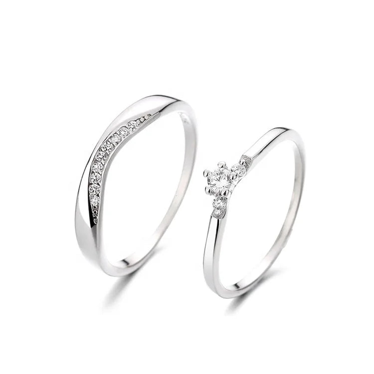 Fine Jewelry Wedding Ring for Couple Silver 925 Diamond Couple Rings for Men and Women Wedding Band Ring Engagement Jewelry