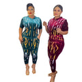 Good Quality  Womens Sets Two Piece Luxury Rhinestones Boutique Wholesale Velvet South African Clothing