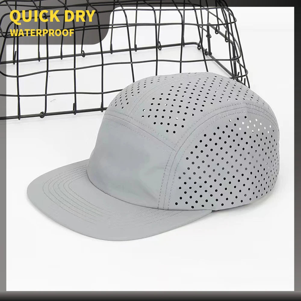 Wholesale Quick Dry Breathable Custom Logo Mesh Caps Cycling Camping Running Blank Plain 5 Panel Unstructured Camp Cap Hat