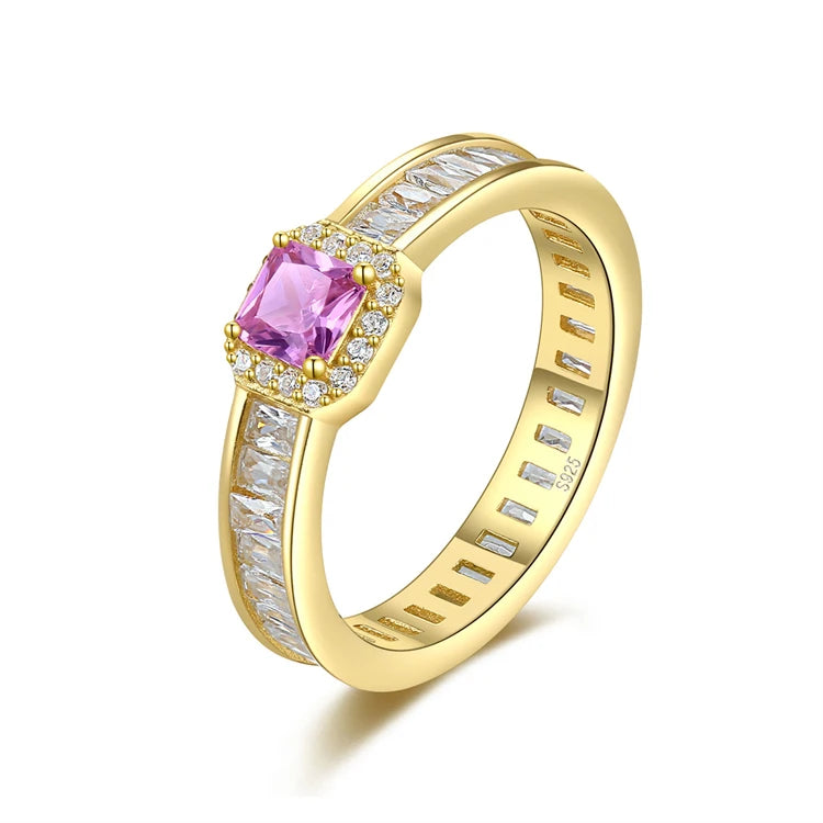 Fine Jewelry 18k Gold Plated 925 Sterling Silver Cluster Baguette Crystal Diamond Rings For Women