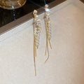Real Gold Electroplating Silver Needle Zircon Pearl Tassel Earrings Atmosphere Pendant Earring Korean Ins Design Earrings