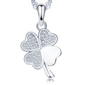 Female Lucky Four-Leaf Clover Inlaid Zircon Stone S925 Sterling Silver Pendant Necklace for Women