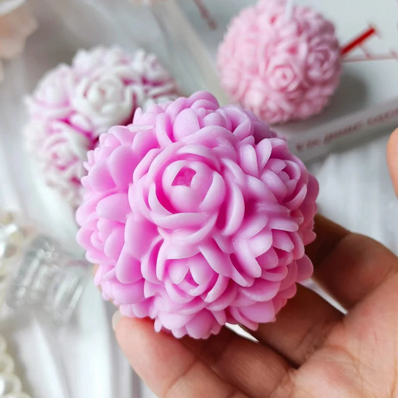 J10-238 Valentine's Bouquet Rose Pillar Mould Rose Basket Candle Pillar Plaster Arrangement Silicone Mould