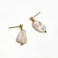 Elegant Irregular Freshwater Pearl 18K Gold Plated Classic Drop Earrings for Women