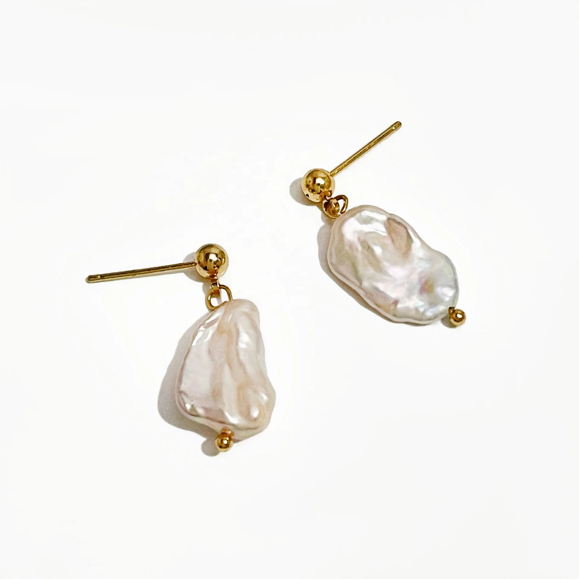 Elegant Irregular Freshwater Pearl 18K Gold Plated Classic Drop Earrings for Women