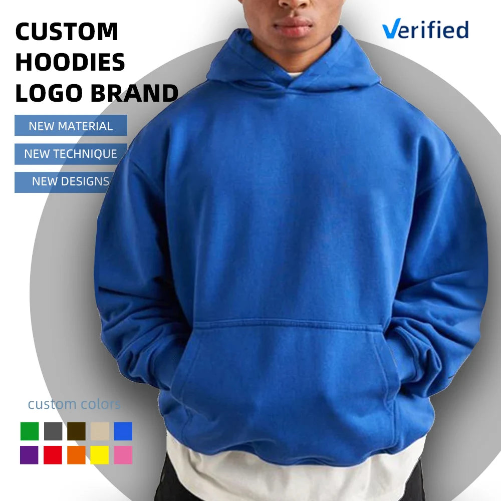 Heavy Weight 100% Cotton Solid Blank Hoodies Men Custom Embroidery Logo 400 Gsm Unisex French Terry Oversized Breathable Hoodies