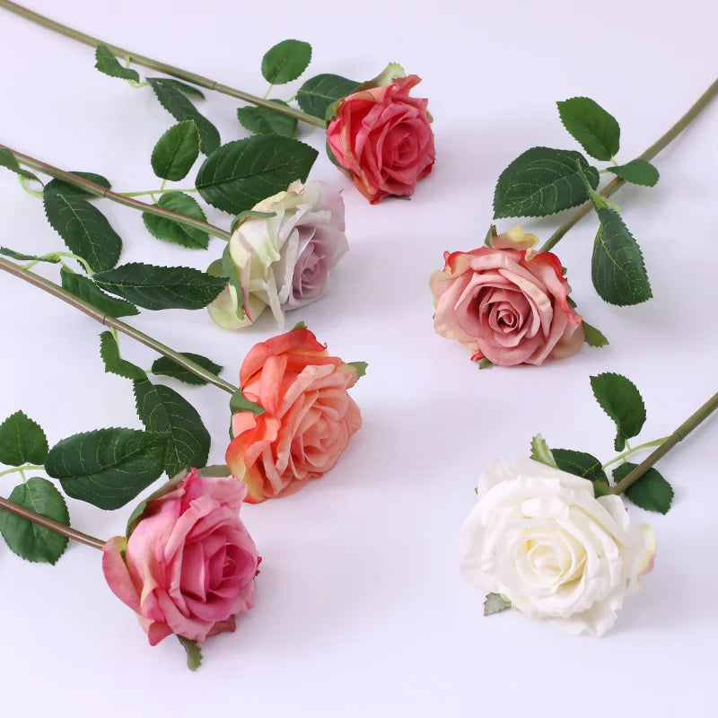 Cheap  Latex Roses Velvet Rose Flower Window Display Props for Wedding Decoration 46cm