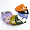 OEM ODM Factory 100% Cotton Stylish Custom Private Label Logo Solid Color Warm Winter Beanie Knitted Hat