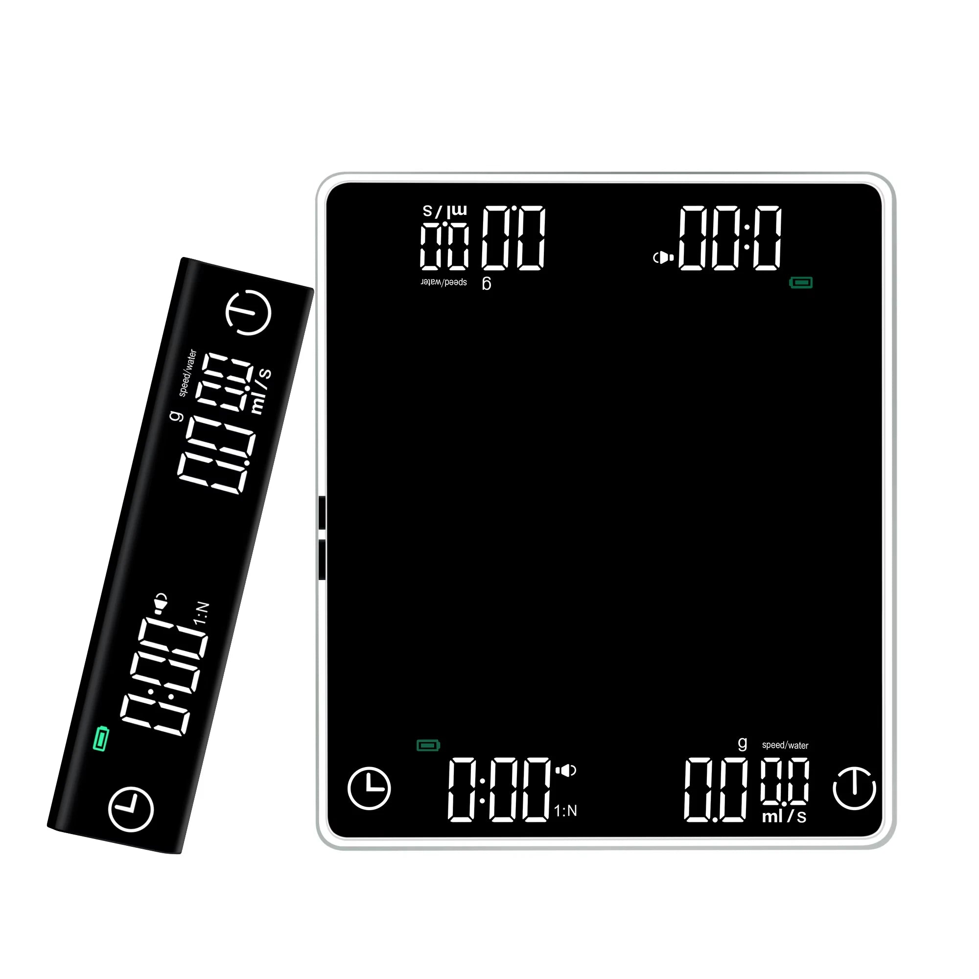 Double LED Display Smart Battery Powered Coffee Scale 3kg/0.1g 5kg/0.1g Timer Espresso White USB Rechargeable G/oz