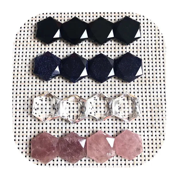 Wholesale Hand Carved Crystal Gemstone Natural Quartz Black Obsidian Six-pointed Star Crystal Hexagon Pendants for Healing Gift
