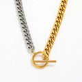 Gold & Silver Two Tone Mix Chain Chunky Toggle Stainless Steel Necklace Statement Jewelry Wholesale