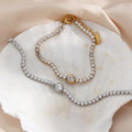 Dreamshow Tennis Zircon Chain Link Bracelet Stainless Steel Bracelet 18k Gold Plated Chain Couples Bracelets Pair Jewelry