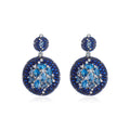 W0420 Abiding Jewelry China Jewellery Factory Two Tone Plating 925 Sterling Silver Natural London Blue Topaz Drop Earrings