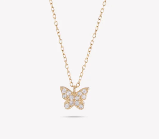 Custom Handmade 18K Gold Plated Small Butterfly Pendants Fine Jewelry for Girls in 925 Sterling Silver Necklaces