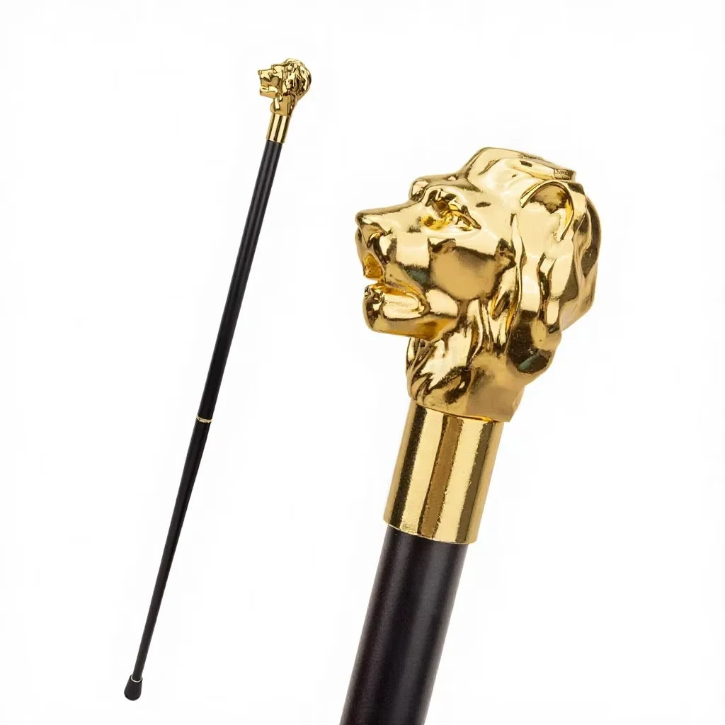 Gold Luxury Lion Head Handle Fashion Walking Stick for Party Decorative Walking Cane Elegant Crosier Knob Walking Stick 93cm
