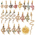 Seductive Snake Charms Pendant Earrings Necklace Bracelet Making SuppliesColourful CZ Zircon Accessories Jewelry Findings L03